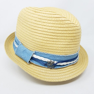 Topical Trends fedora woven tan paper blue band OS‎